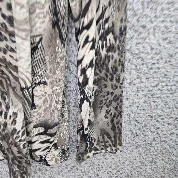 Chicos Top Womens 2 US Large Beige‎ Pintuck Blouse Zip Scoop Neck Casual Ladies - Picture 2 of 7